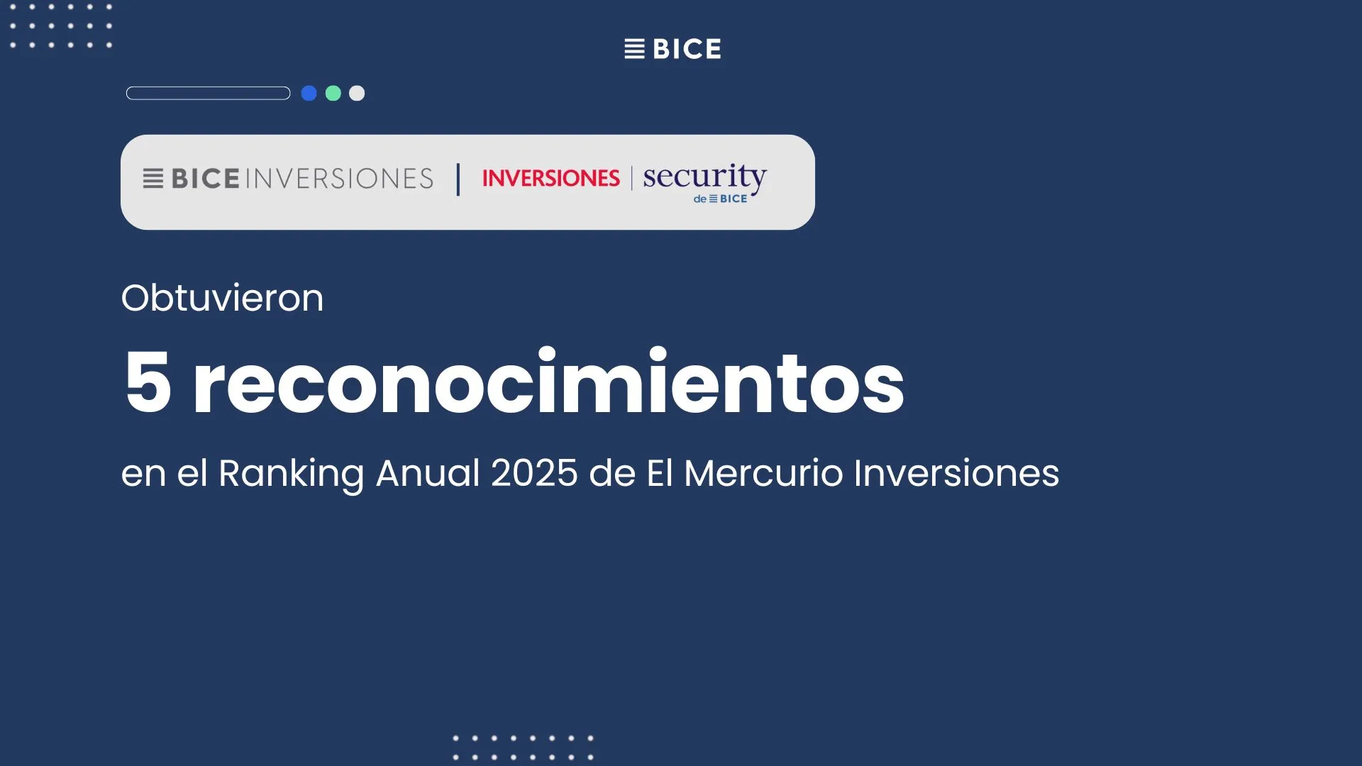 Reconocimiento de BICE Inversiones e Inversiones Security en Ranking 2025 de El Mercurio Inversiones
